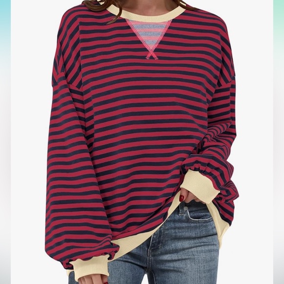 Amazon Oversized Striped Crewneck - Picture 1 of 2